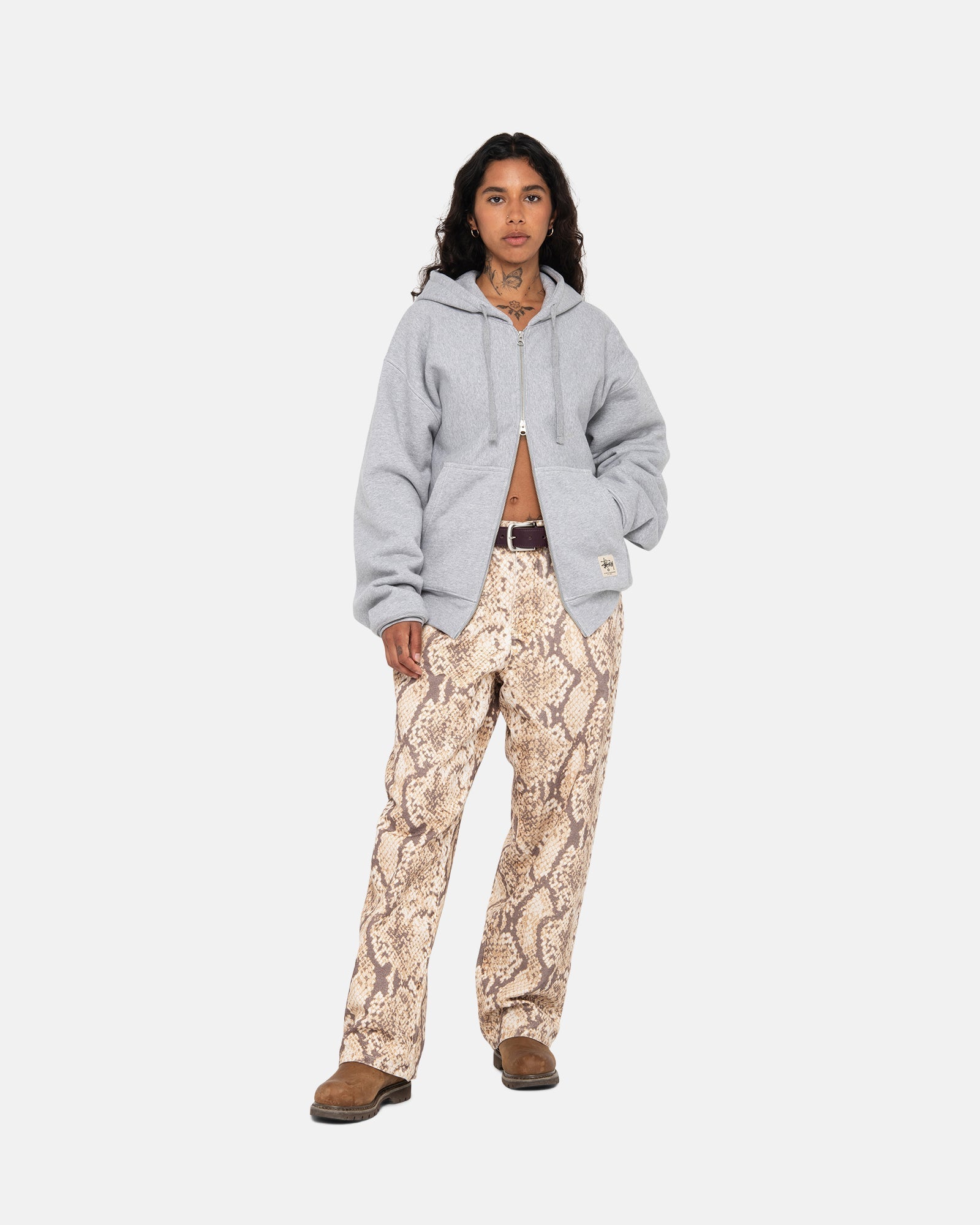 DOUBLE FACE LABEL ZIP HOODIE