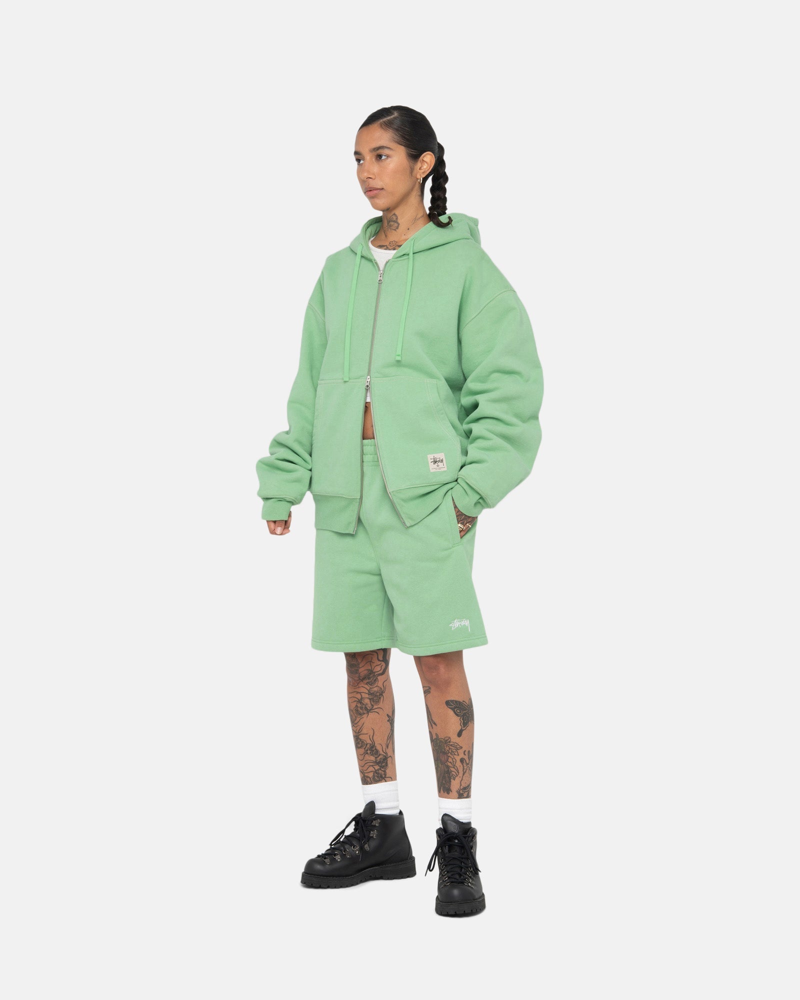 DOUBLE FACE LABEL ZIP HOODIE