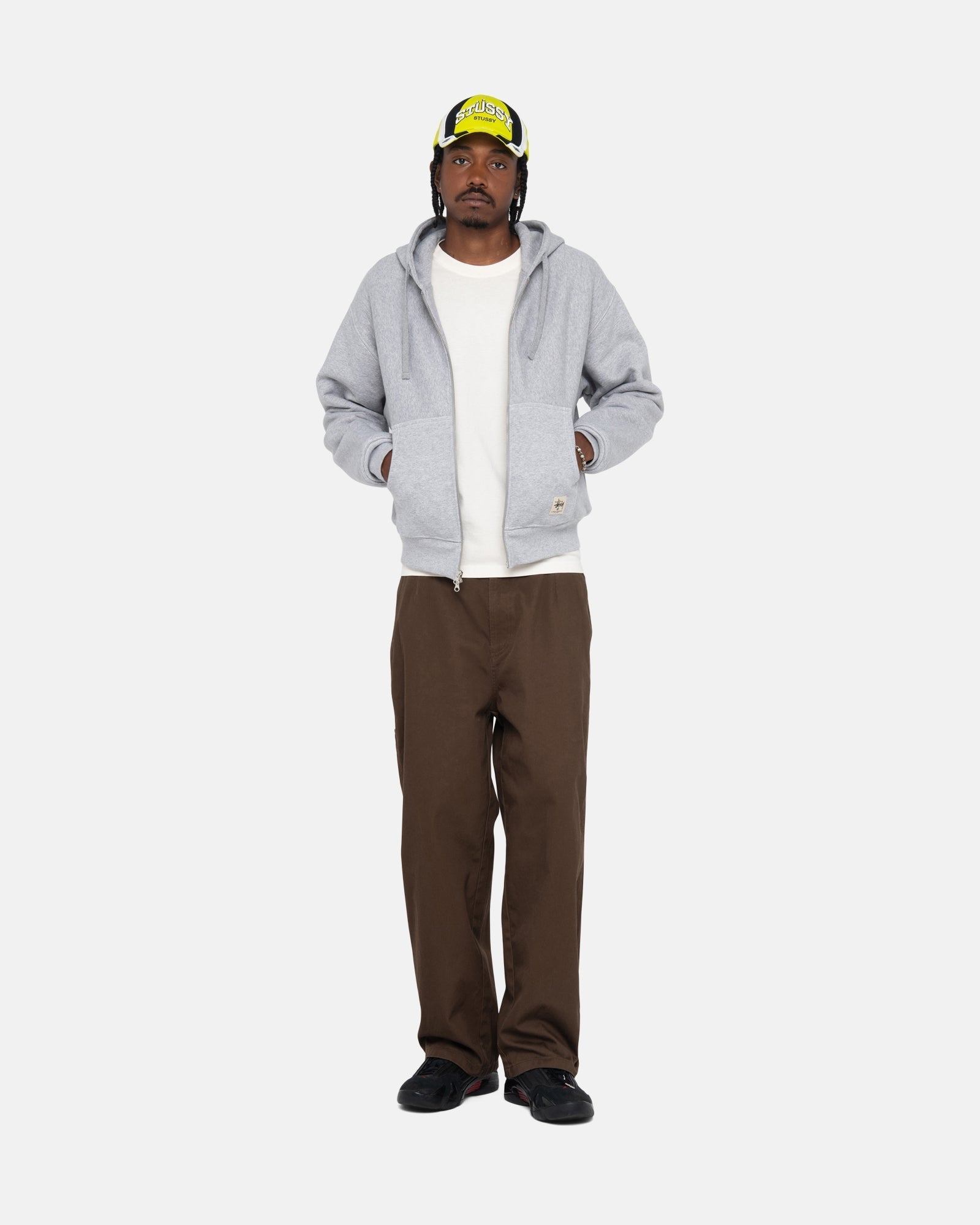 DOUBLE FACE LABEL ZIP HOODIE