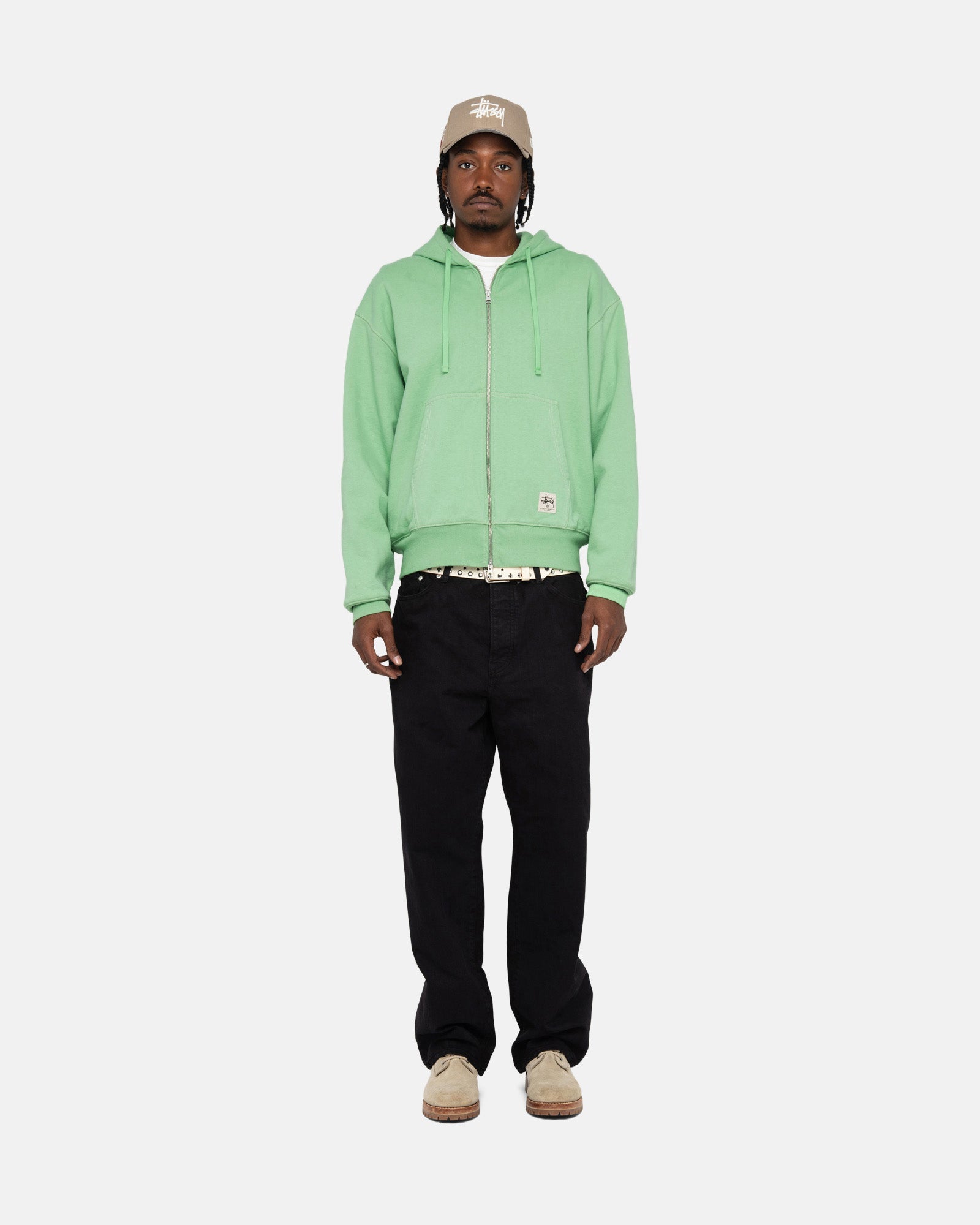 DOUBLE FACE LABEL ZIP HOODIE
